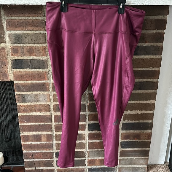 WOMENS PLUS SIZE ADIDAS X ZOE SALDANA AEROREADY SHINE TIGHTS, VICTORY CHRIMSON - Picture 1 of 8
